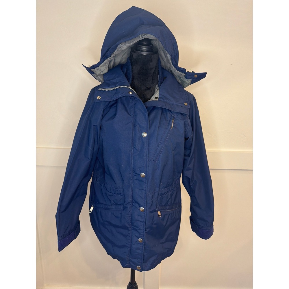The North Face Gore Tex Jacket Blue Hooded Zip Front Outdoor Adventure Women M